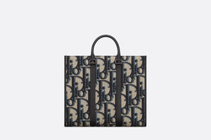 East-West Tote Bag • Beige and Black Maxi Dior Oblique Jacquard