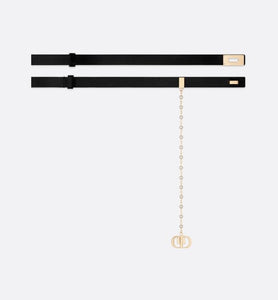 Dior Caro Belt • Black Smooth Calfskin and White Glass Pearls, 20 MM
