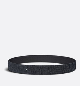 Reversible Belt Strap • Black Micro Dior Oblique Jacquard and Black Grained Calfskin, 35 MM