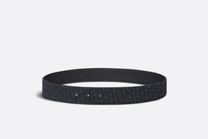 Reversible Belt Strap • Black Micro Dior Oblique Jacquard and Black Grained Calfskin, 35 MM