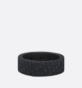 Reversible Belt Strap • Black Micro Dior Oblique Jacquard and Black Grained Calfskin, 35 MM