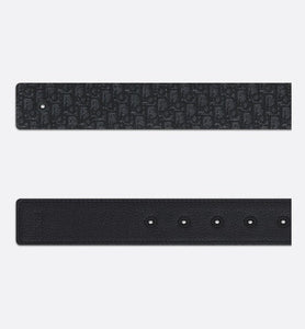 Reversible Belt Strap • Black Micro Dior Oblique Jacquard and Black Grained Calfskin, 35 MM