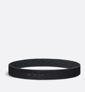 Reversible Belt Strap • Black Micro Dior Oblique Jacquard and Black Grained Calfskin, 35 MM