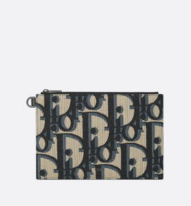 A5 Pouch • Beige and Black Maxi Dior Oblique Jacquard