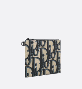 A5 Pouch • Beige and Black Maxi Dior Oblique Jacquard