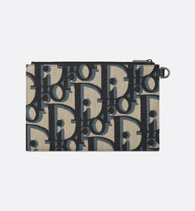 A5 Pouch • Beige and Black Maxi Dior Oblique Jacquard
