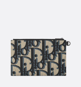 A5 Pouch • Beige and Black Maxi Dior Oblique Jacquard