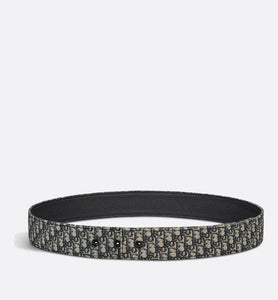 Reversible Belt Strap • Beige and Black Micro Dior Oblique Jacquard and Black Grained Calfskin, 35 MM