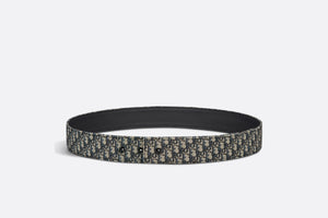Reversible Belt Strap • Beige and Black Micro Dior Oblique Jacquard and Black Grained Calfskin, 35 MM