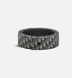 Reversible Belt Strap • Beige and Black Micro Dior Oblique Jacquard and Black Grained Calfskin, 35 MM