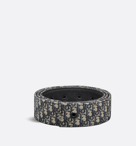 Reversible Belt Strap • Beige and Black Micro Dior Oblique Jacquard and Black Grained Calfskin, 35 MM