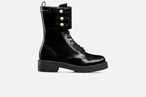 D-Strike Ankle Boot • Black Matte Calfskin and White Resin Pearls