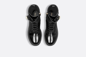 D-Strike Ankle Boot • Black Matte Calfskin and White Resin Pearls