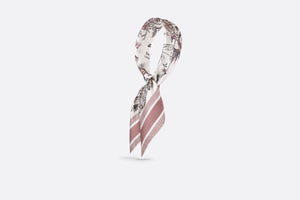 Toile de Jouy Mexico 90 Square Scarf • White and Pastel Pink Silk Twill