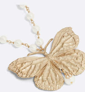 Dior Métamorphose Long Necklace • Matte Gold-Finish Metal and White Resin Pearls