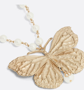 Dior Métamorphose Long Necklace • Matte Gold-Finish Metal and White Resin Pearls