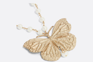 Dior Métamorphose Long Necklace • Matte Gold-Finish Metal and White Resin Pearls