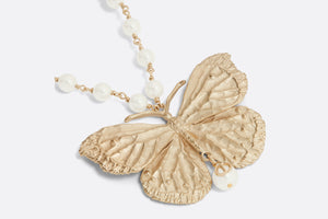 Dior Métamorphose Long Necklace • Matte Gold-Finish Metal and White Resin Pearls
