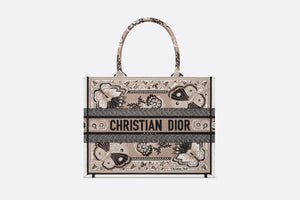 Medium Dior Book Tote • Beige Multicolor Butterfly Bandana Embroidery (36 x 27.5 x 16.5 cm)