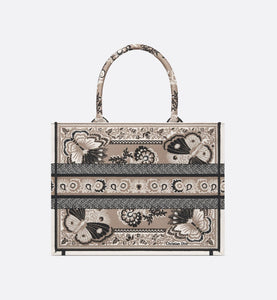 Medium Dior Book Tote • Beige Multicolor Butterfly Bandana Embroidery (36 x 27.5 x 16.5 cm)