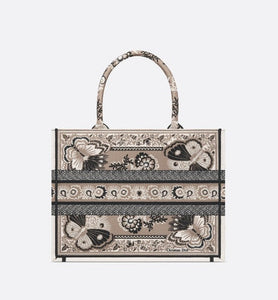 Medium Dior Book Tote • Beige Multicolor Butterfly Bandana Embroidery (36 x 27.5 x 16.5 cm)