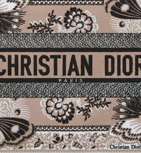 Medium Dior Book Tote • Beige Multicolor Butterfly Bandana Embroidery (36 x 27.5 x 16.5 cm)