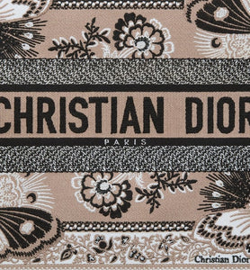 Medium Dior Book Tote • Beige Multicolor Butterfly Bandana Embroidery (36 x 27.5 x 16.5 cm)