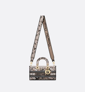 Medium Lady D-Joy Bag • Beige Multicolor Butterfly Bandana