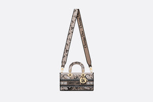 Medium Lady D-Joy Bag • Beige Multicolor Butterfly Bandana Embroidery
