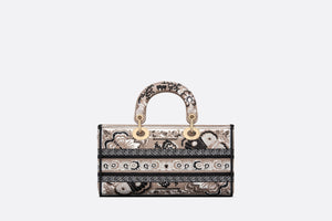Medium Lady D-Joy Bag • Beige Multicolor Butterfly Bandana Embroidery