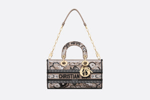 Medium Lady D-Joy Bag • Beige Multicolor Butterfly Bandana Embroidery