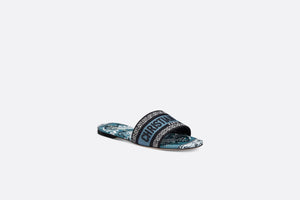 Dway Slide • Denim Blue Multicolor Embroidered Cotton with Butterfly Bandana Motif