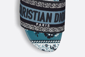 Dway Slide • Denim Blue Multicolor Embroidered Cotton with Butterfly Bandana Motif