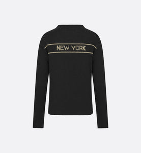 Embroidered Sweater • White Technical Cashmere Knit with Gold-Tone Signature