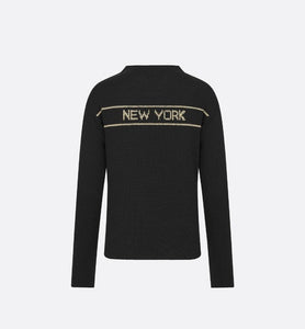 Embroidered Sweater • White Technical Cashmere Knit with Gold-Tone Signature