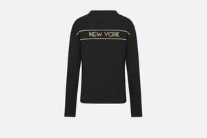 Embroidered Sweater • White Technical Cashmere Knit with Gold-Tone Signature