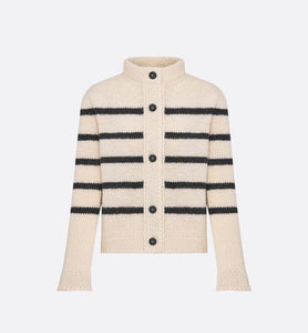 Dior Marinière Jacket • White and Black Wool, Cotton and Mohair Technical Knit with D-Stripes Motif