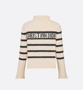 Dior Marinière Jacket • White and Black Wool, Cotton and Mohair Technical Knit with D-Stripes Motif