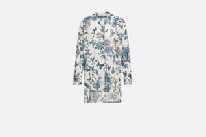 Blouse • White and Pastel Midnight Blue Cotton Voile with Toile de Jouy Mexico Motif