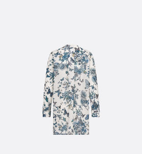 Blouse • White and Pastel Midnight Blue Cotton Voile with Toile de Jouy Mexico Motif