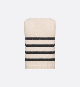 Dior Marinière Sleeveless Sweater • White and Black Cotton, Wool and Mohair Technical Knit with D-Stripes Motif