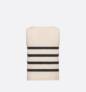 Dior Marinière Sleeveless Sweater • White and Black Cotton, Wool and Mohair Technical Knit with D-Stripes Motif