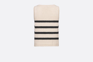 Dior Marinière Sleeveless Sweater • White and Black Cotton, Wool and Mohair Technical Knit with D-Stripes Motif