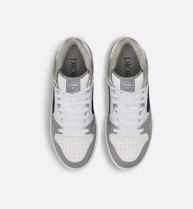 B57 Mid-Top Sneaker • Gray and White Smooth Calfskin with Beige and Black Dior Oblique Jacquard