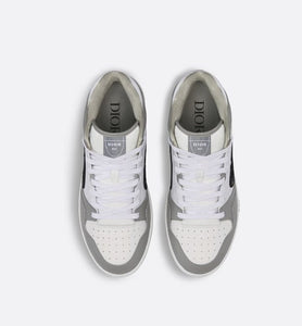 B57 Mid-Top Sneaker • Gray and White Smooth Calfskin with Beige and Black Dior Oblique Jacquard