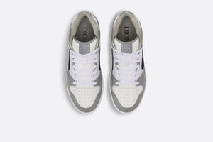 B57 Mid-Top Sneaker • Gray and White Smooth Calfskin with Beige and Black Dior Oblique Jacquard