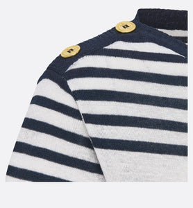 Dior Marinière Short-Sleeved Sweater • White and Black Linen, Cashmere and Silk Ribbed Knit