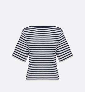 Dior Marinière Short-Sleeved Sweater • White and Black Linen, Cashmere and Silk Ribbed Knit