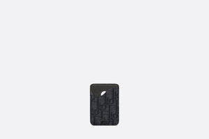 Saddle Magnetic Card Holder • Black Dior Oblique Jacquard and Grained Calfskin