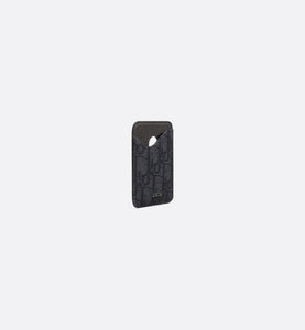 Saddle Magnetic Card Holder • Black Dior Oblique Jacquard and Grained Calfskin